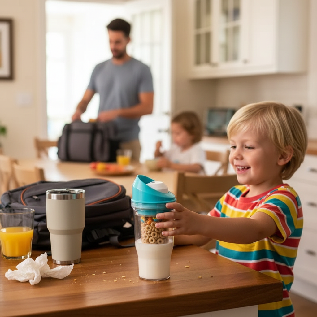 Creative Milk Tea Oatmeal Cup 2-in-1 Design, Portable Travel Cup, Convenient Water Bottle, Ideal Choice For Daily Use